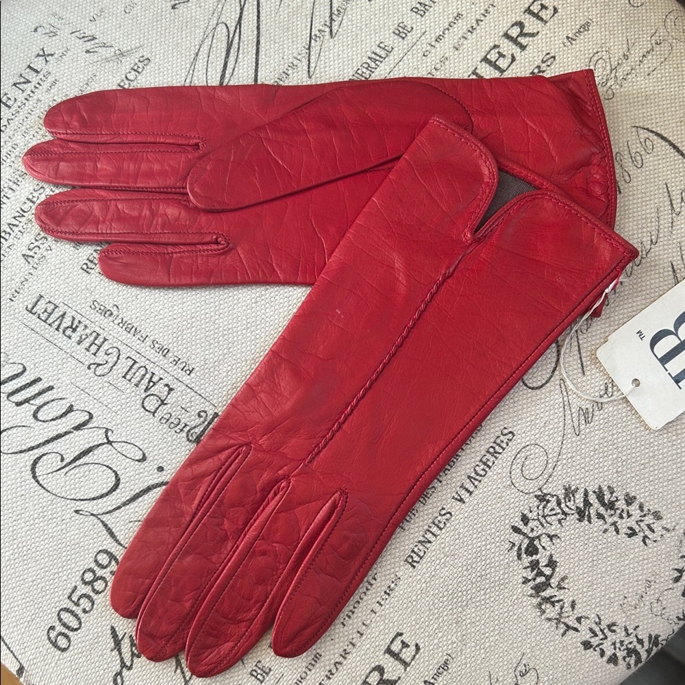 Elegant Red Leather Gloves